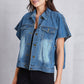 Pocketed Button Up Short Sleeve Denim Top