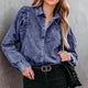 Collared Neck Buttoned Denim Shirt Medium