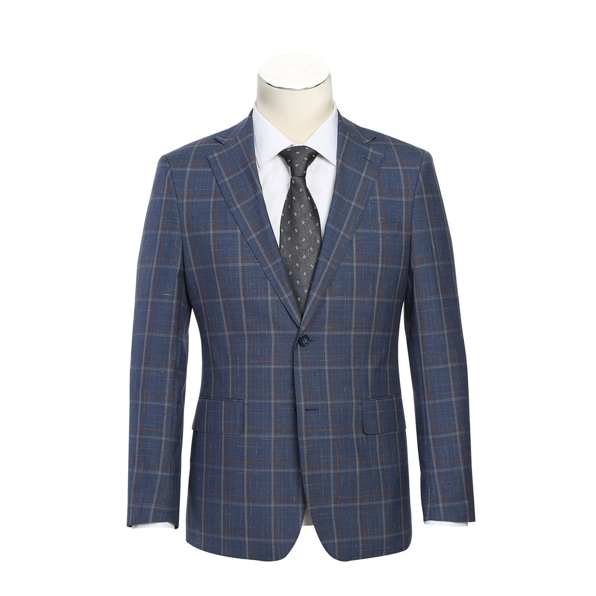 EL72-62-400 Light Steel Blue with Orange Check Wool Suit