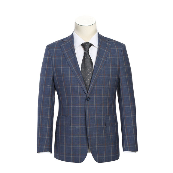 EL72-62-400 Light Steel Blue with Orange Check Wool Suit