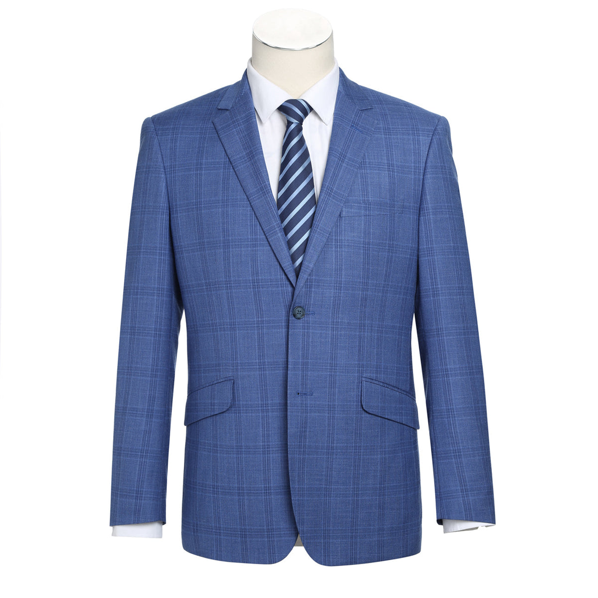 293-10 Men's 2-Piece Slim Fit Windowpane Check Dress Stretch Suit