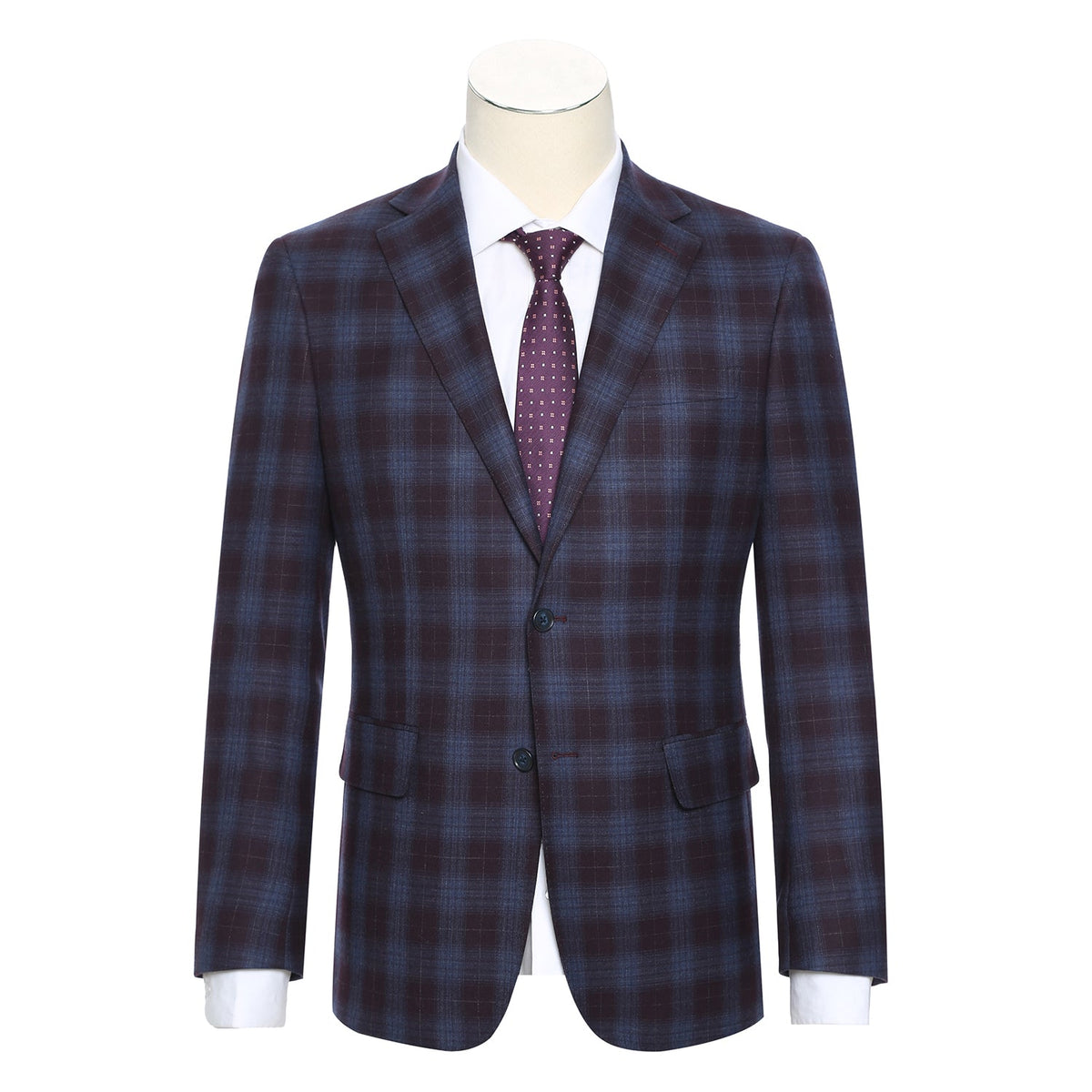 EL62-67-750 Blue with Black Check Wool Suit