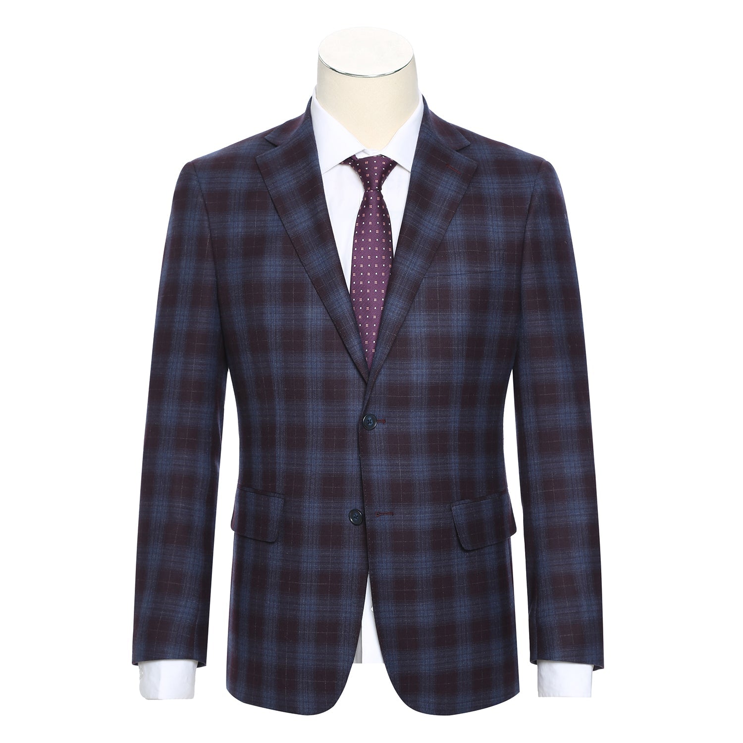 EL62-67-750 Blue with Black Check Wool Suit