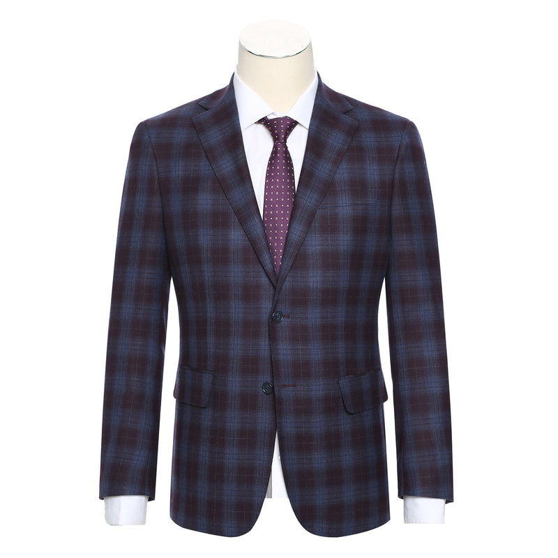 EL62-67-750 Blue with Black Check Wool Suit