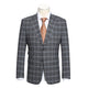 Men's Gray with White Blue Check Peak Suit