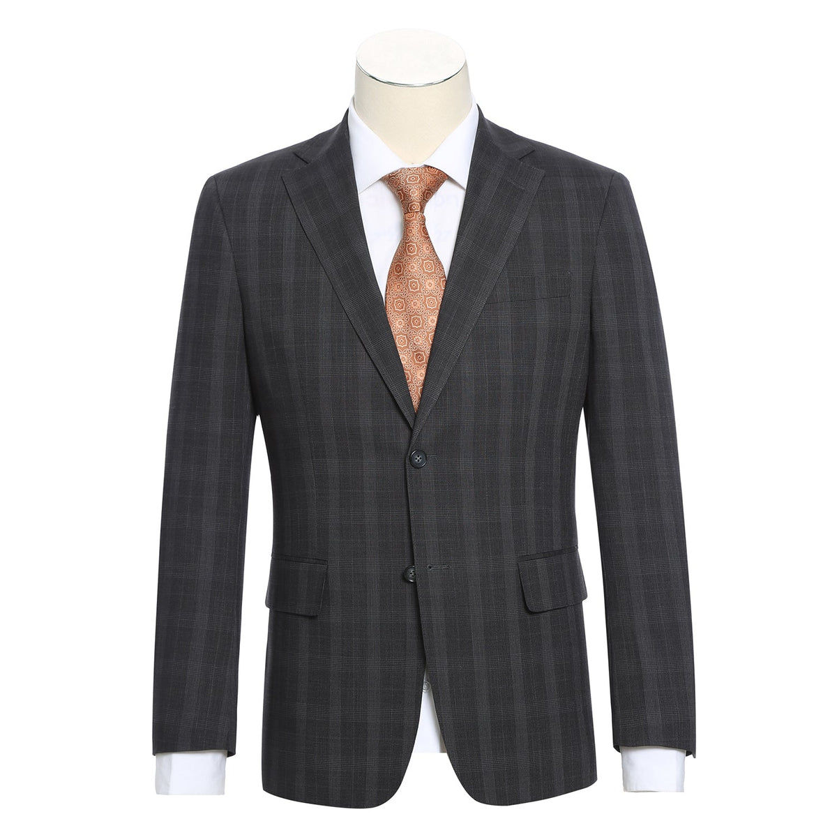 72-52-095EL Charcoal Checked Notch Suit