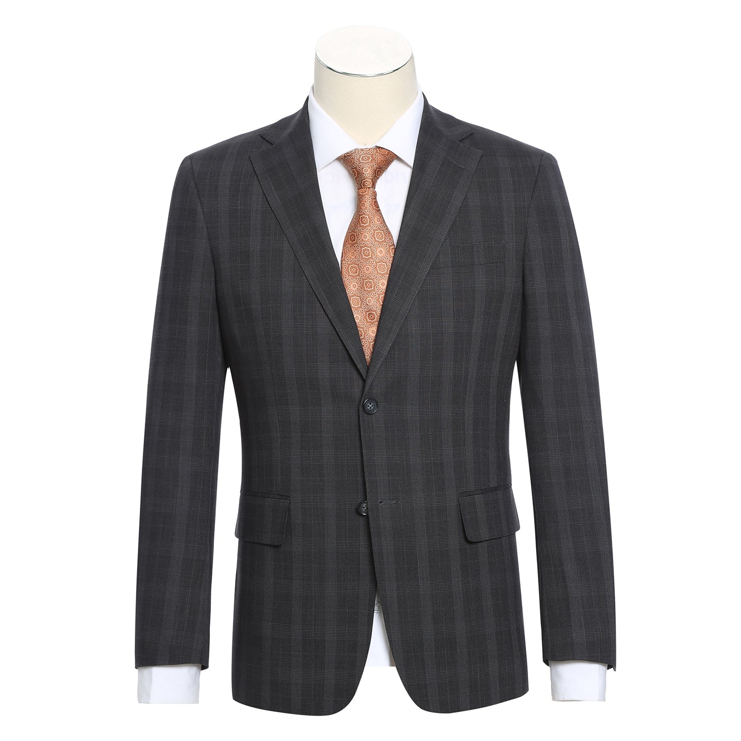 72-52-095EL Charcoal Checked Notch Suit