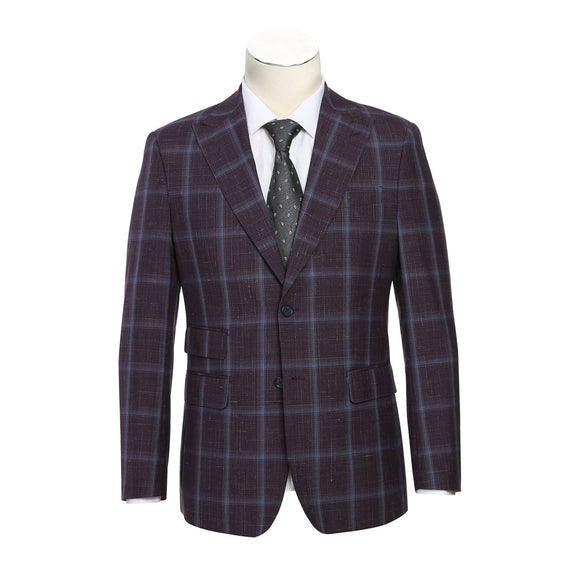 EL72-62-900 Purple Window Pane Check Wool Suit