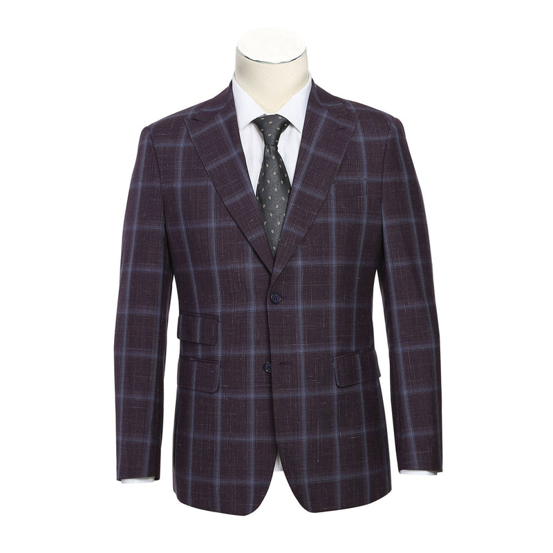EL72-62-900 Purple Window Pane Check Wool Suit