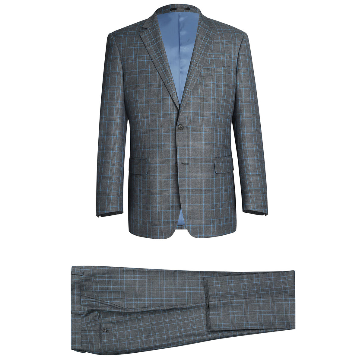 293-5 Men's Two Piece Classic Fit Windowpane Check Dress Suit
