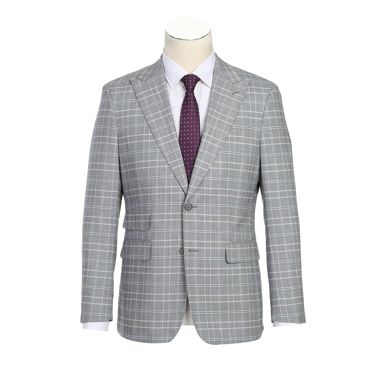 82-60-092EL White Smoke Plaid Suit