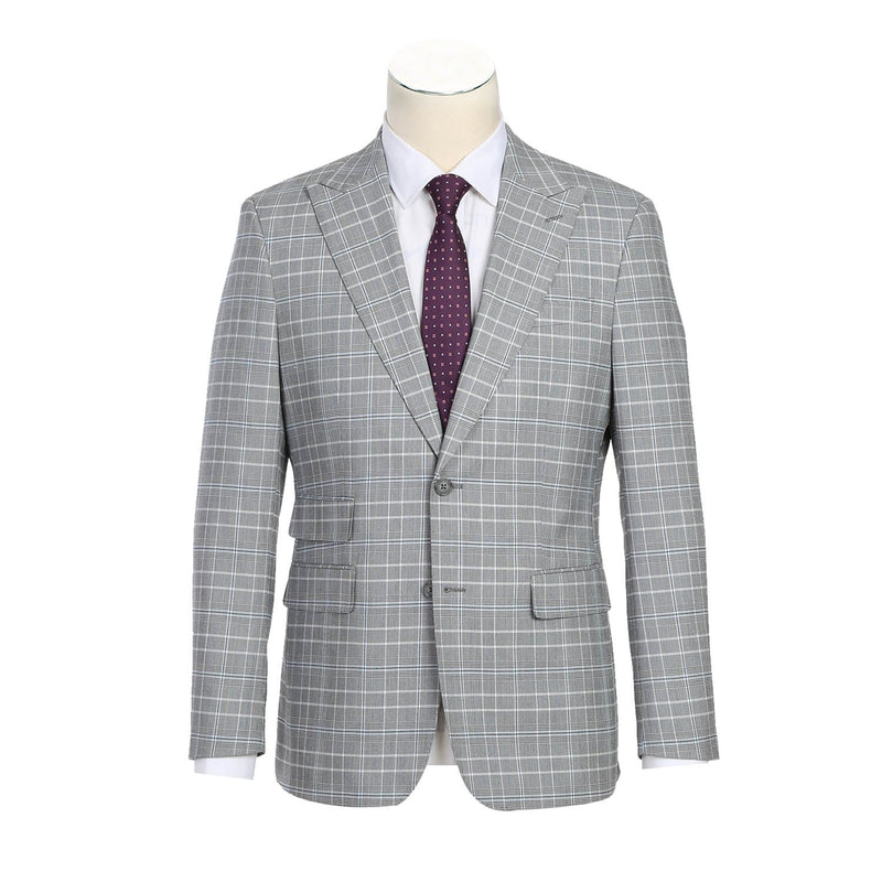 82-60-092EL White Smoke Plaid Suit