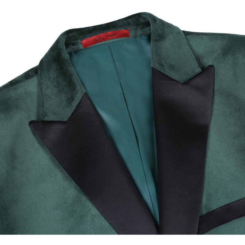 290-9 Men's Slim Fit Stretch Green Tuxedo Blazer