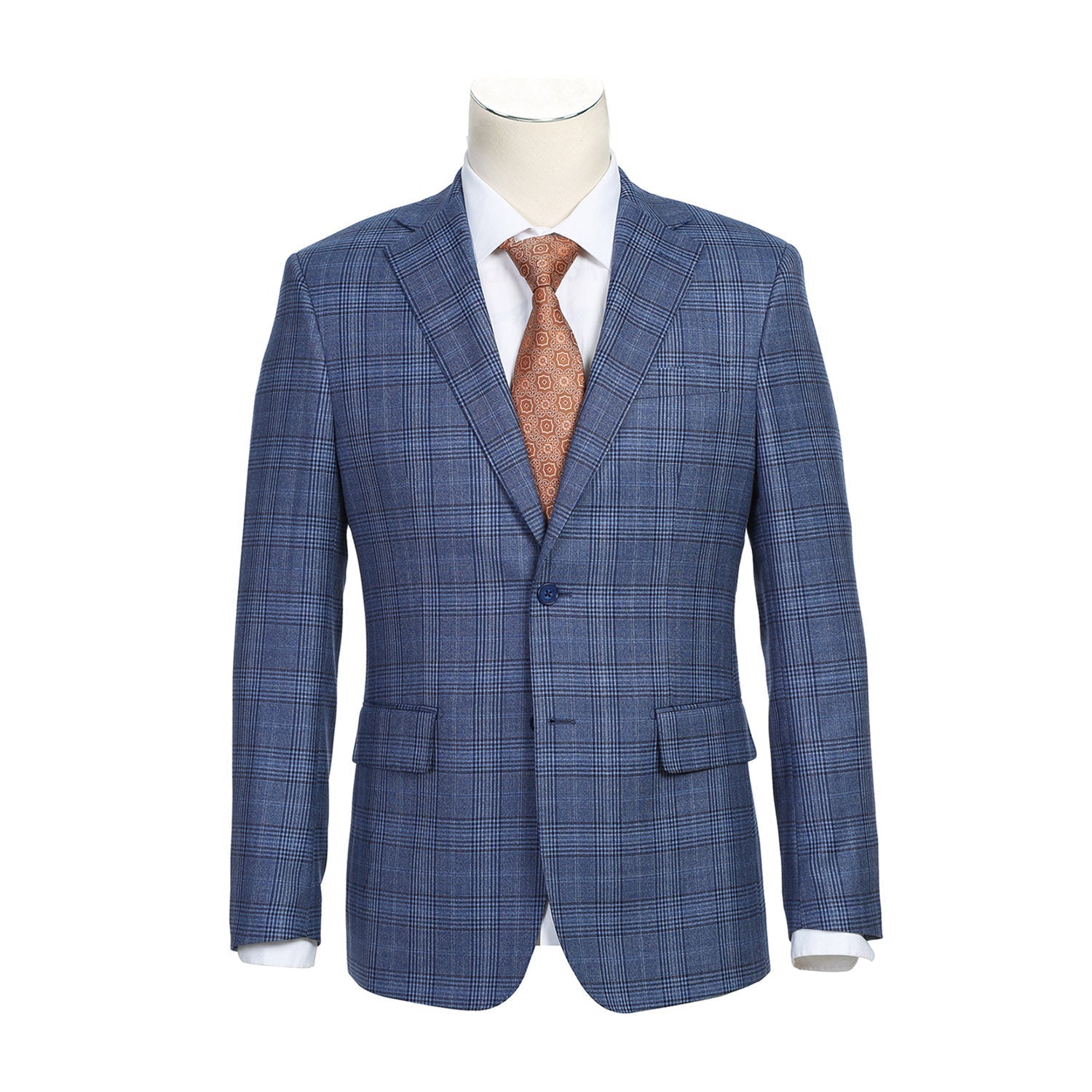 EL72-60-400 Pale Denim Glen Check Wool Suit