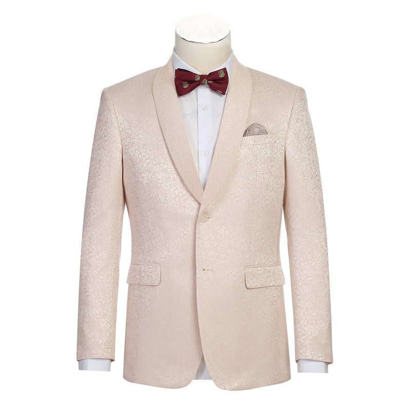 290-18 Men's Slim Fit Stretch Shawl Jacket LIGHT BEIGE L38 New Slim Fit