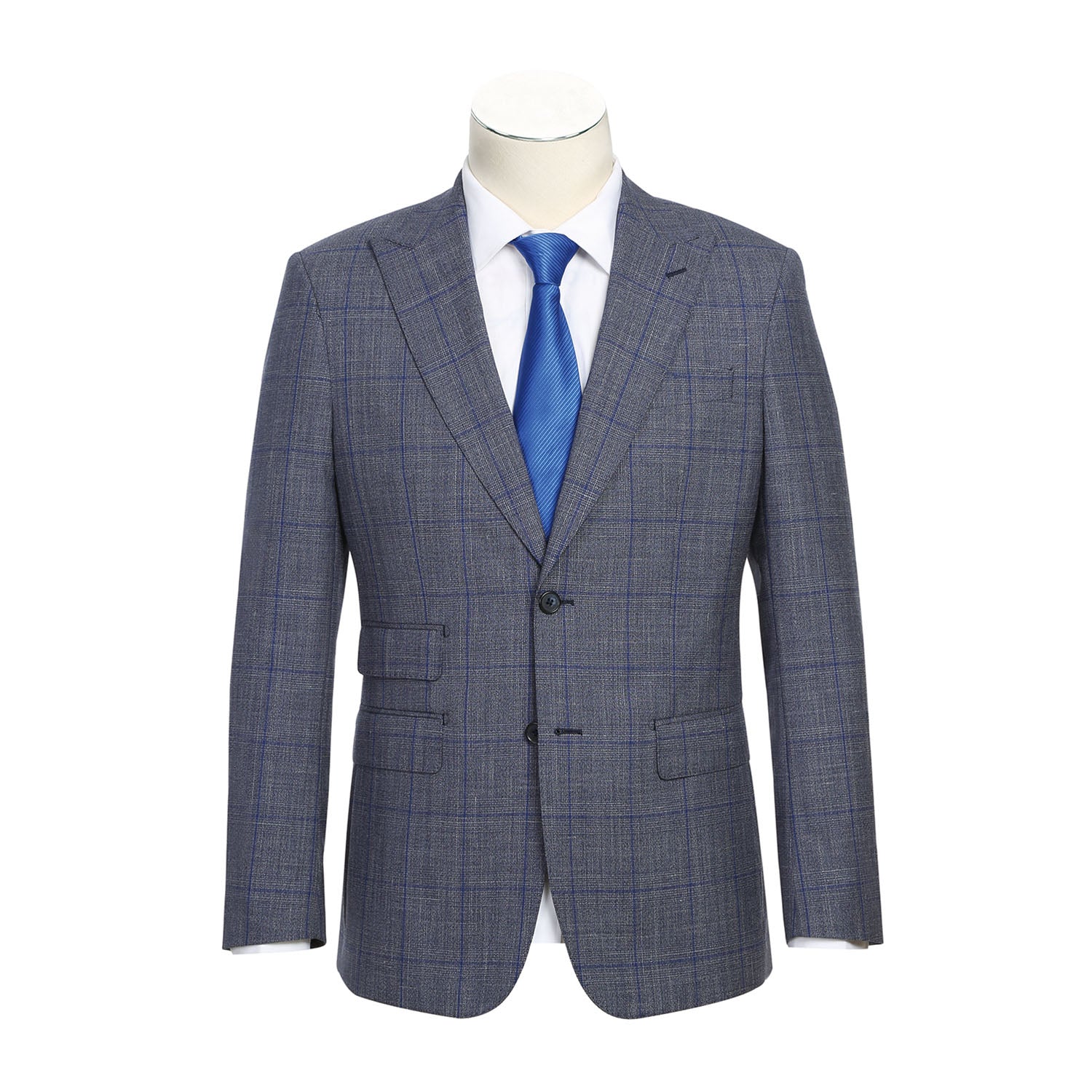 EL72-52-400 Gray with Blue Windowpane Wool Suit