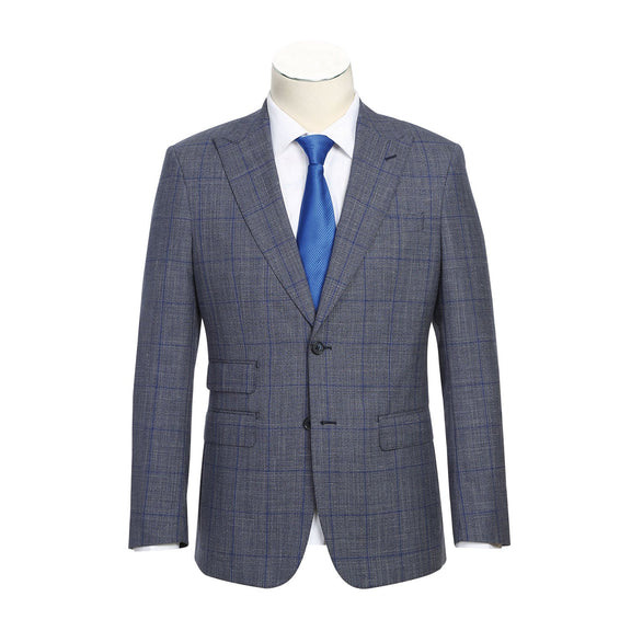 EL72-52-400 Gray with Blue Windowpane Wool Suit