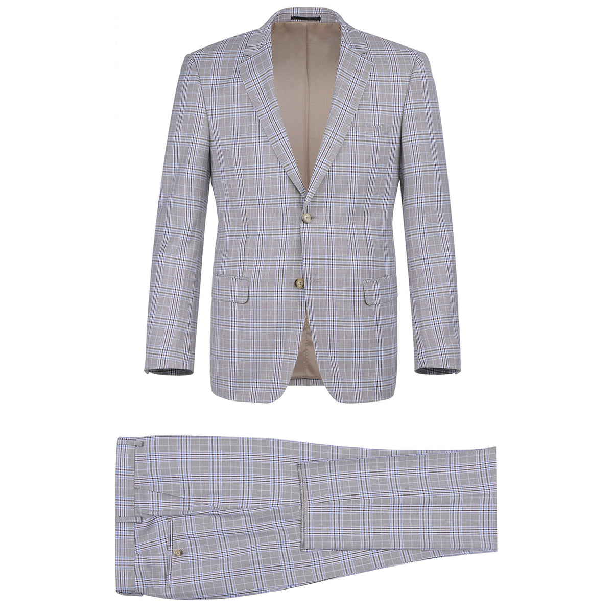 292-7 Men's Slim Fit 2-Piece Single Breasted Check Dress Suit