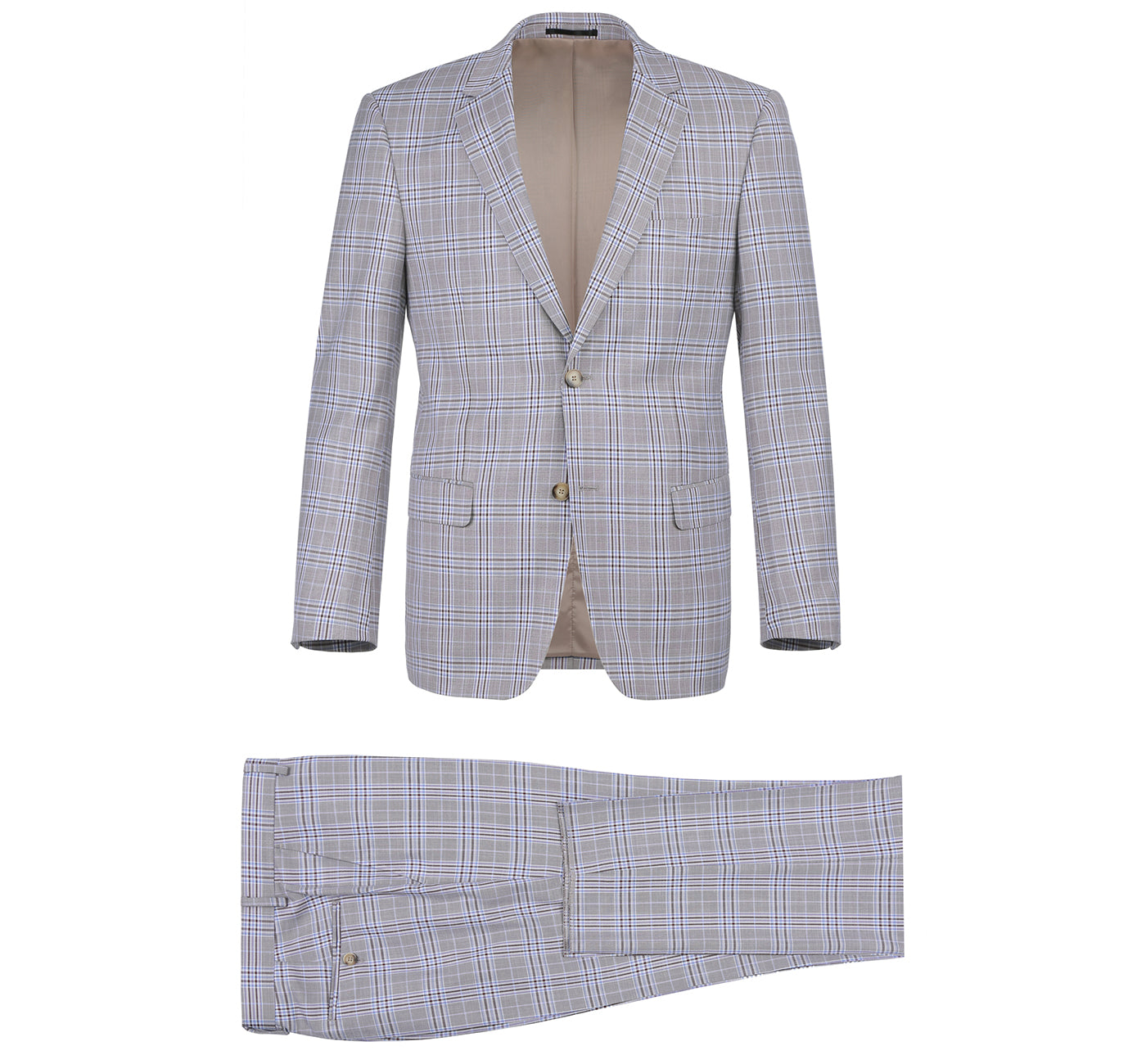 292-7 Men's Slim Fit 2-Piece Single Breasted Check Dress Suit