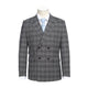 Men's Double-Breasted Black with White Check Suit
