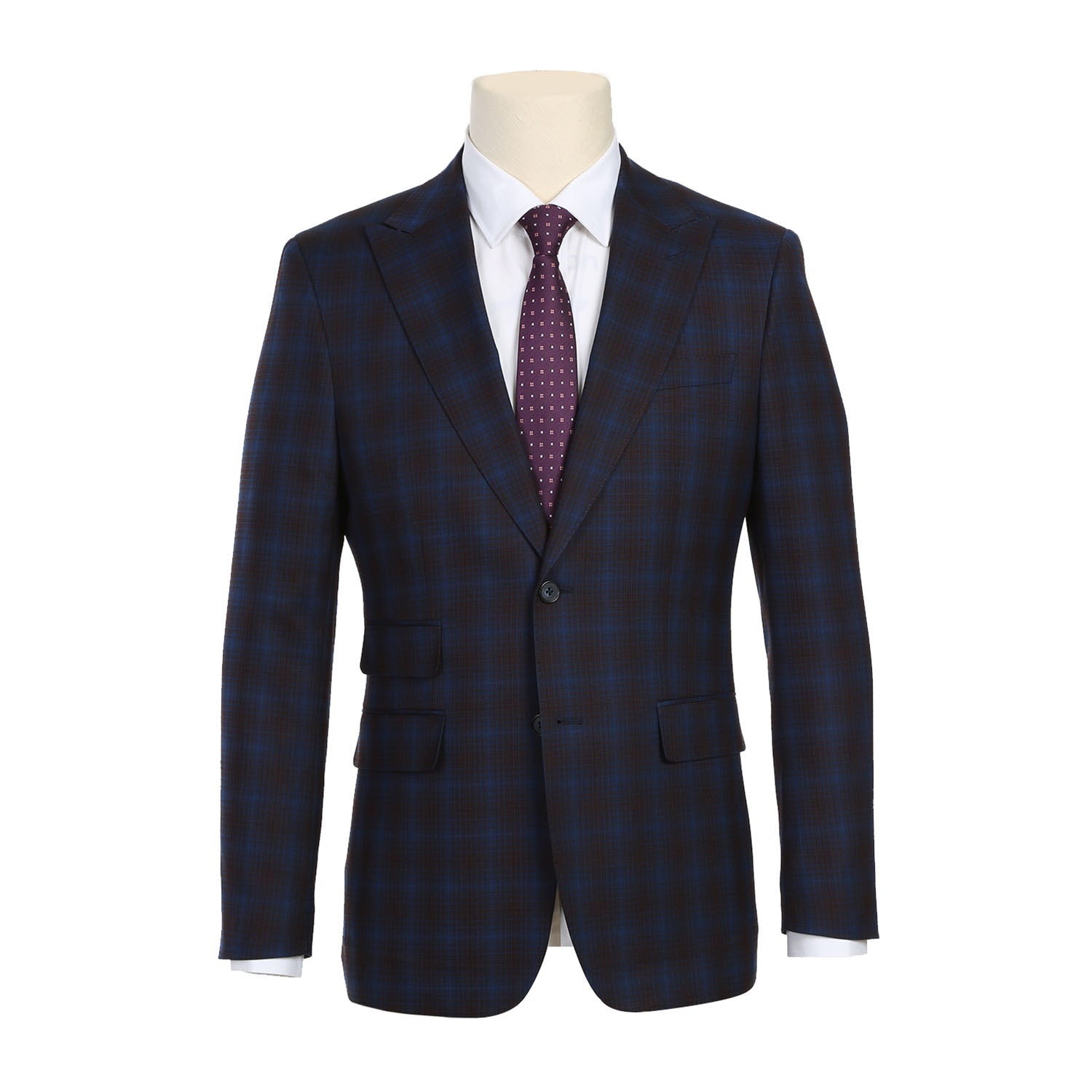82-55-470EL Navy with Burgundy Check Suit