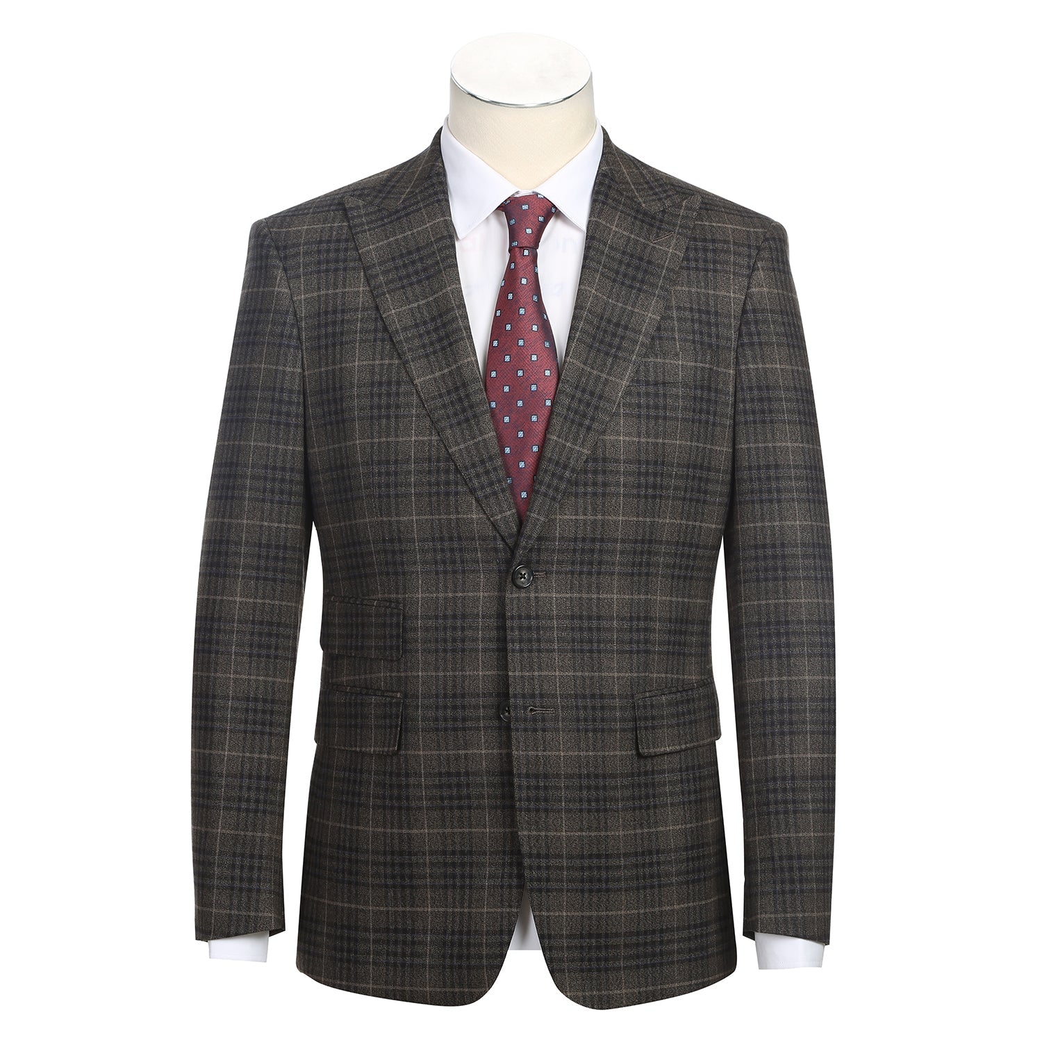 92-58-092EL 3-Piece Sand Brown Check Suit