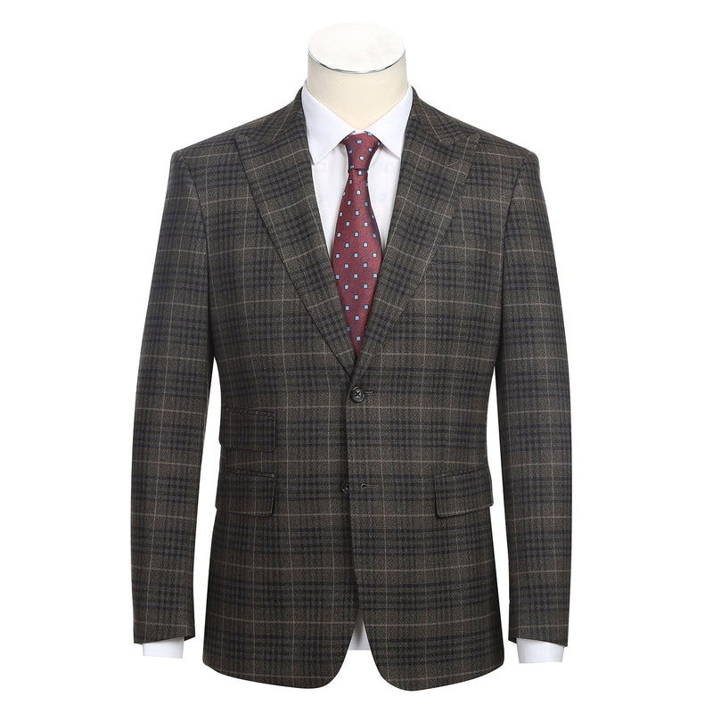 92-58-092EL 3-Piece Sand Brown Check Suit