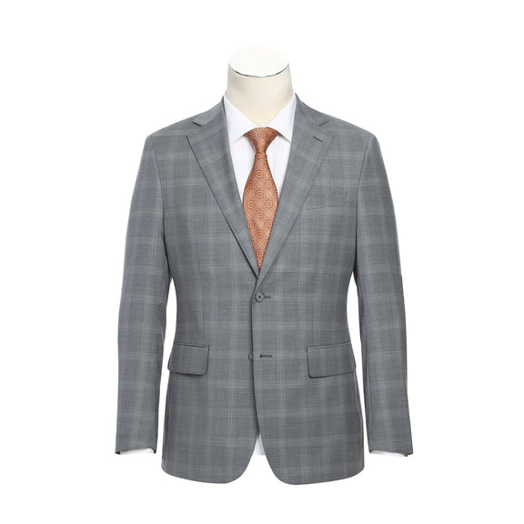 EL72-62-092 Light Gray Window Pane Check Wool Suit