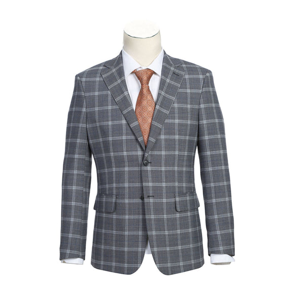 EL72-60-092 Gray Plaid Notch Wool Suit