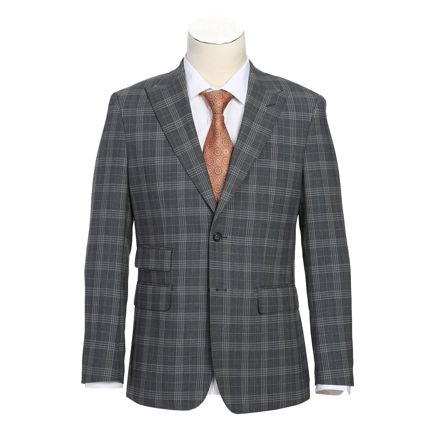EL72-58-093 Gray Check Peak Wool Suit