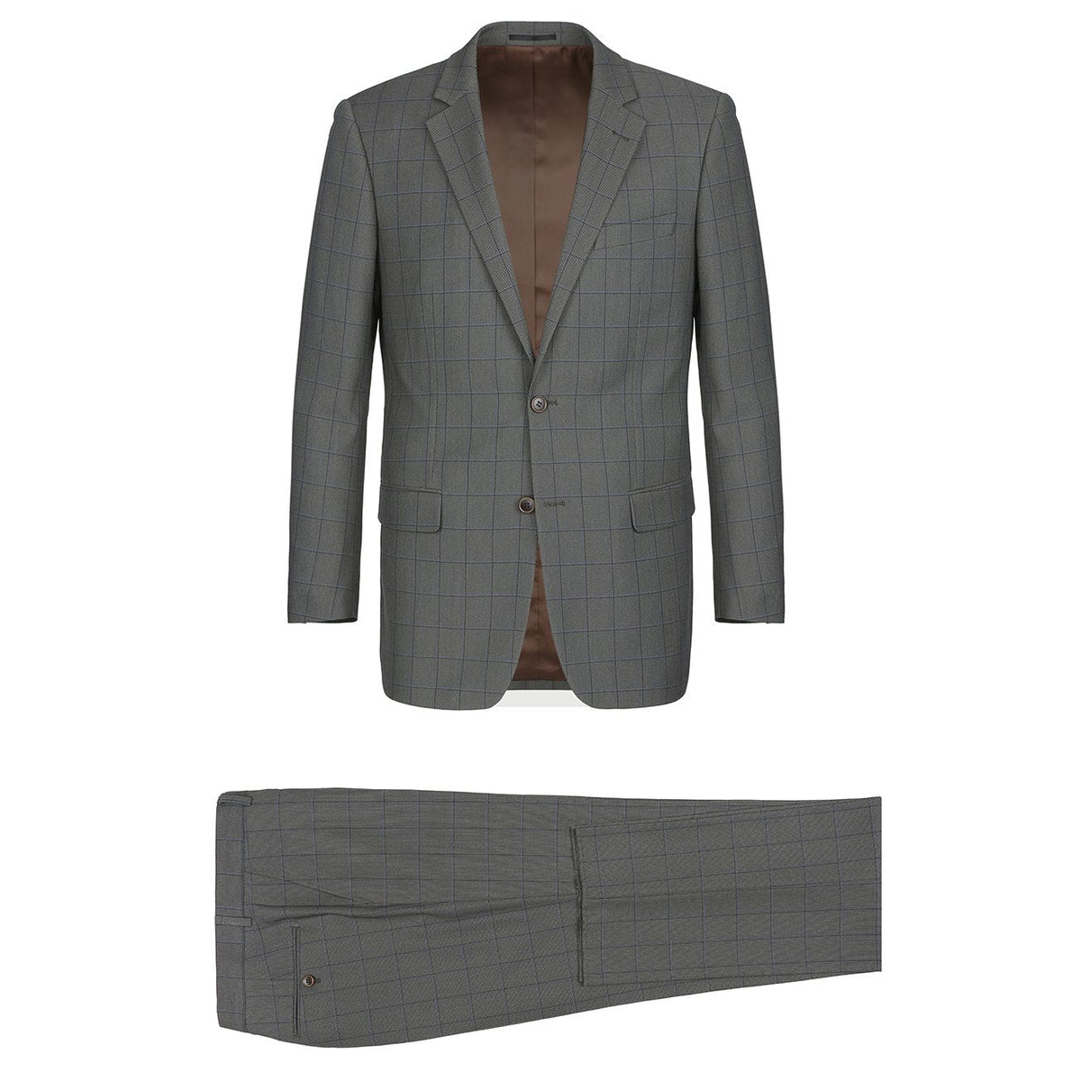 292-2 Men's Two Piece Classic Fit Windowpane Check Dress Suit