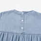 Ruffled Round Neck Cap Sleeve Denim Dress