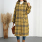 Plaid Double-Breasted Long Sleeve Longline Coat