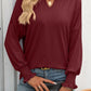 Mandy Textured Notched Lantern Sleeve T-Shirt