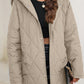 Snap Down Long Sleeve Quilted Winter Coat