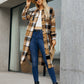 Plaid Pocketed Button Up Trench Coat