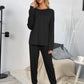 Round Neck Top and Drawstring Pants Lounge Set