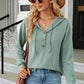 Drawstring Half Button Long Sleeve Hoodie