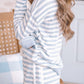 Striped Round Neck Top and Drawstring Shorts Lounge Set