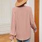 Notched Neck Flounce Sleeve Blouse