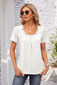 Decorative Button Scoop Neck T-Shirt White