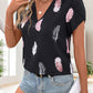 Perfee Printed V-Neck Short Sleeve Blouse