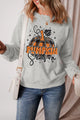Graphic Round Neck Long Sleeve Sweatshirt Gray