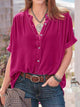 Ruched Round Neck Short Sleeve Shirt Cerise