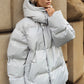 Pocketed Zip Up Hooded Puffer Jacket