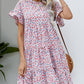 Ditsy Floral Flounce Sleeve Tiered Dress