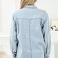 Distressed Button Up Frayed Hem Denim Jacket