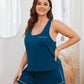 Plus Size Contrast Piping Racerback Tank and Shorts Lounge Set