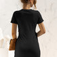 Round Neck Cuffed Sleeve Side Tie Dress