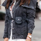 Collared Neck Button Down Denim Jacket